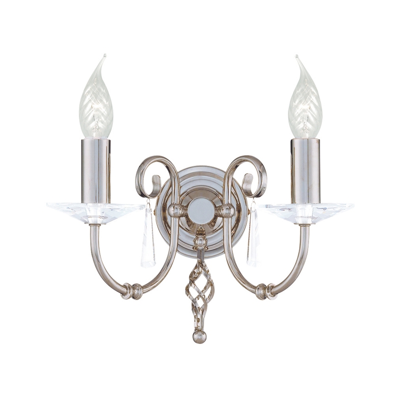 Colette double polished nickel wall light